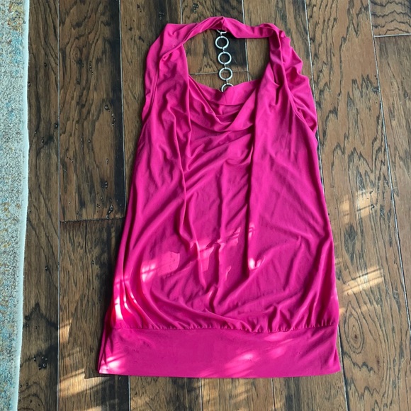 Size L Hot Pink Scoop Neck Top with silver rings going down back.  🔥 - Picture 1 of 2